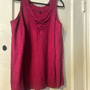 Express open shoulder Lace-Up sweater - deep pink